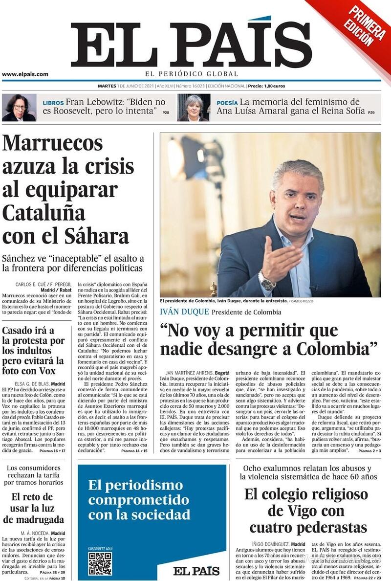 Portada El País 2021-06-02