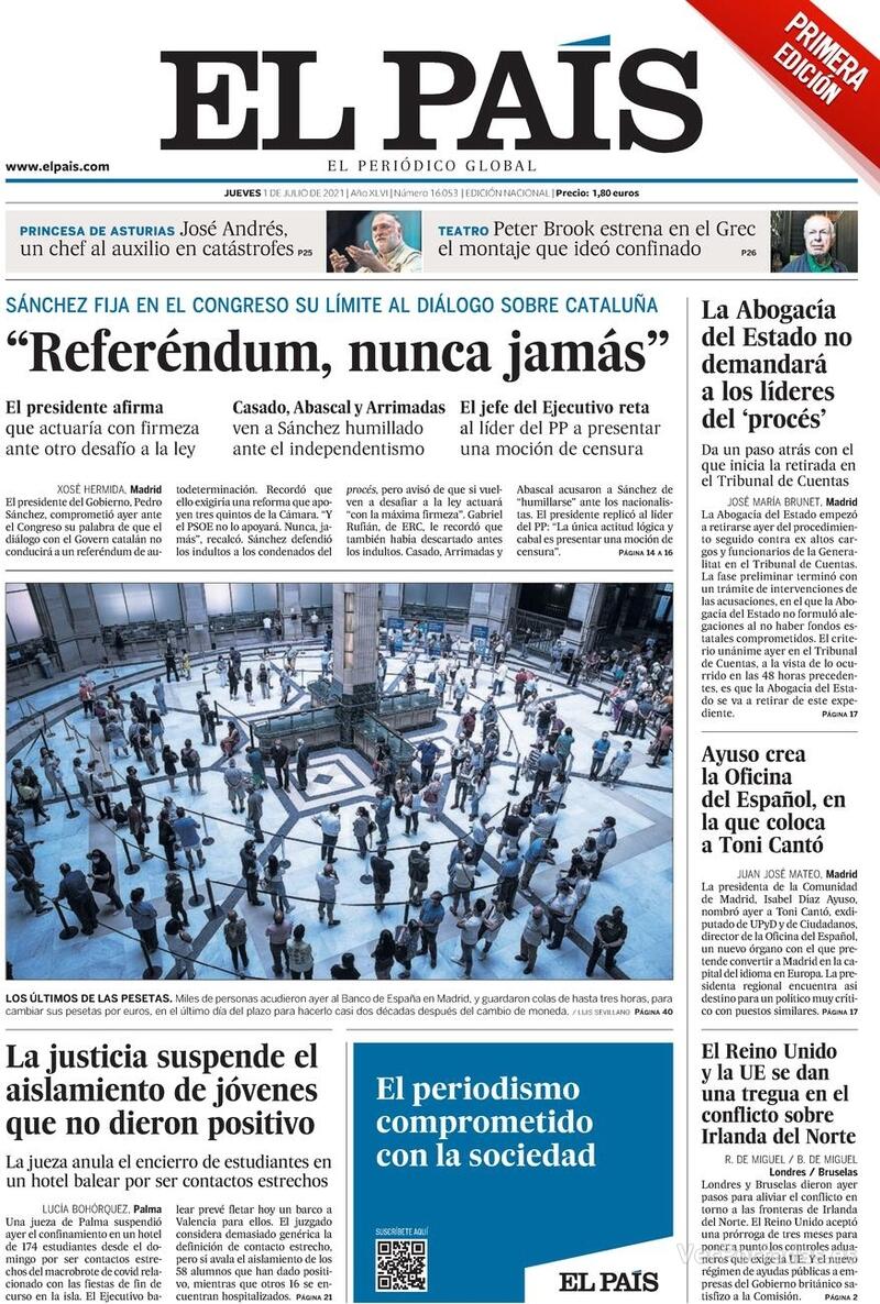 Portada El País 2021-07-02