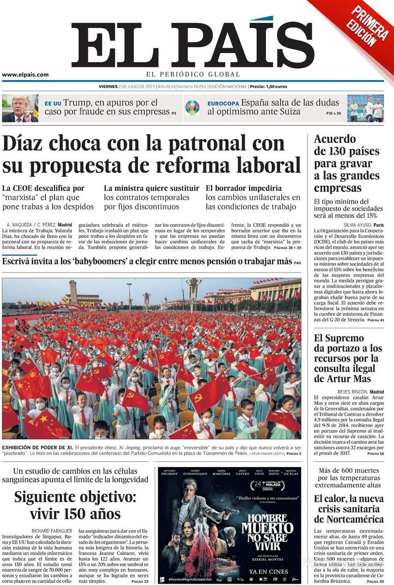 Portada El País 2021-07-03