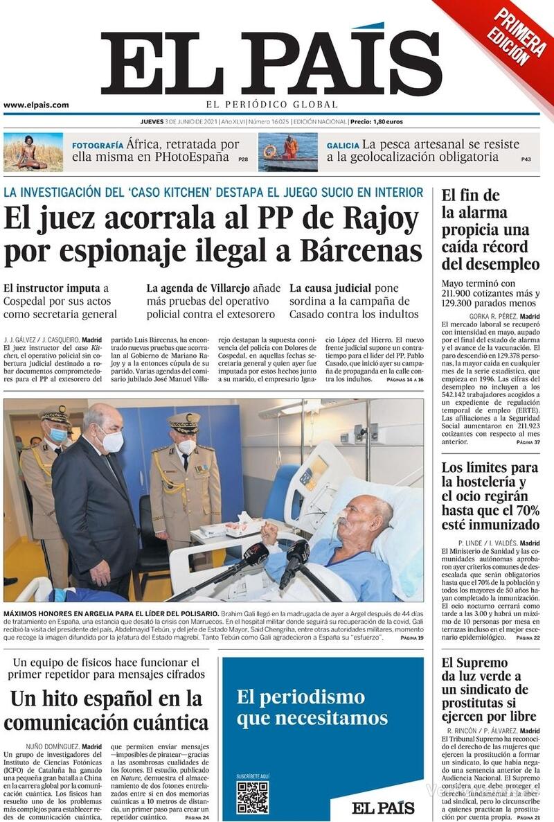 Portada El País 2021-06-04