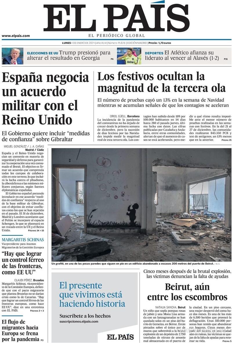 Portada El País 2021-01-05