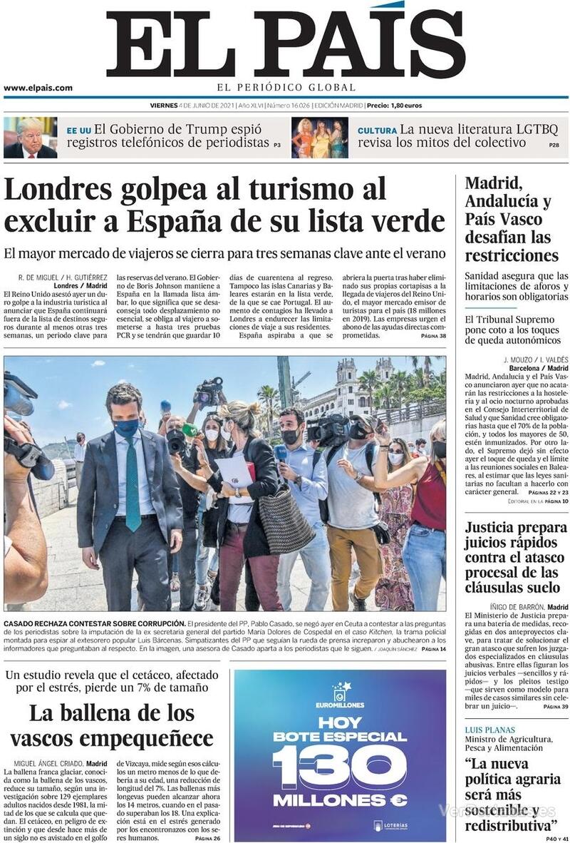 Portada El País 2021-06-05