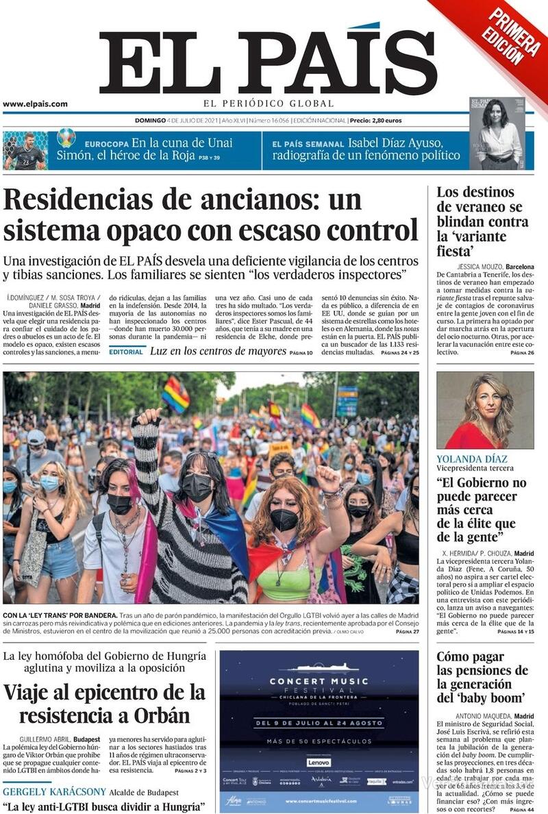 Portada El País 2021-07-05