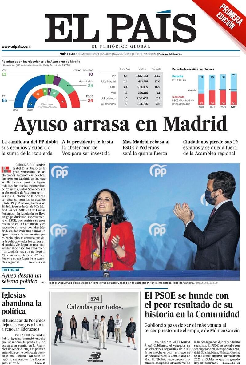 Portada El País 2021-05-06