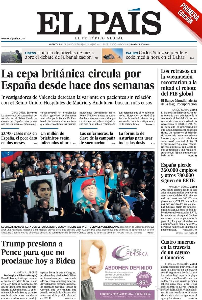 Portada El País 2021-01-07