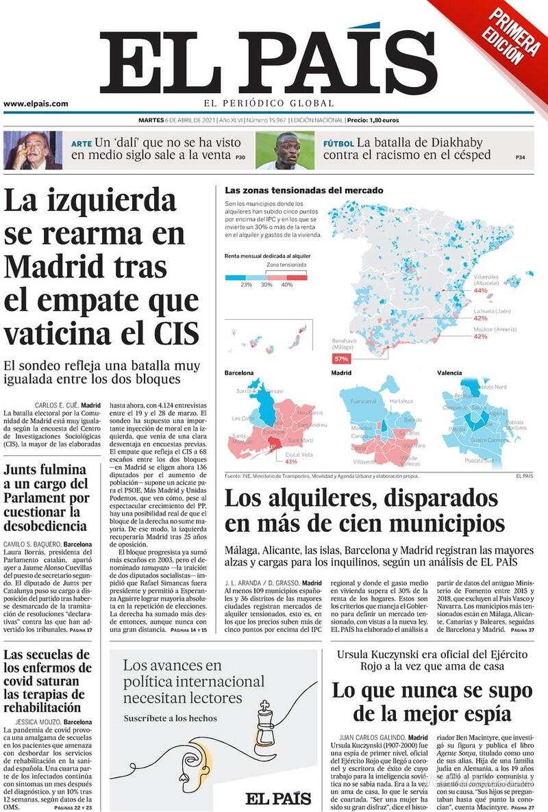 Portada El País 2021-04-07