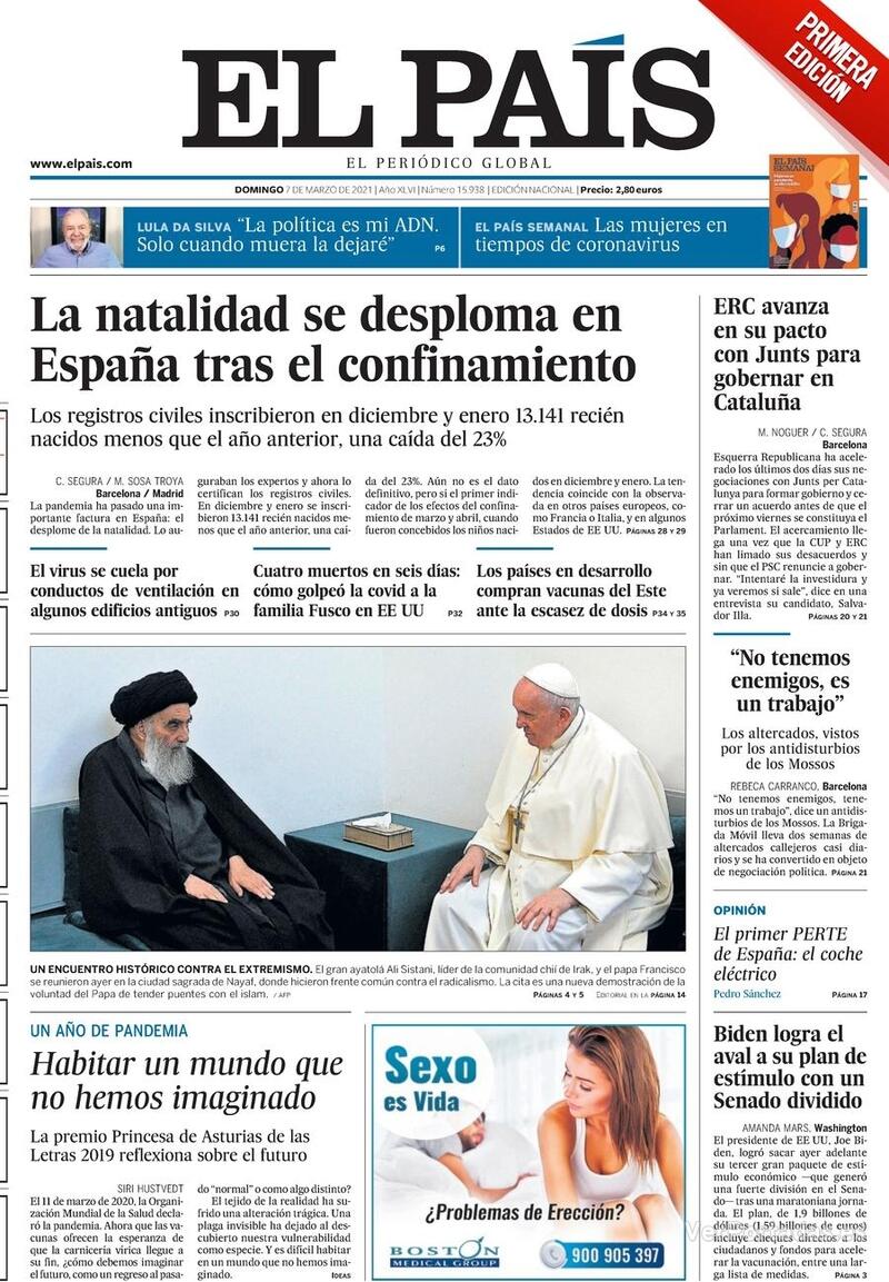 Portada El País 2021-03-08