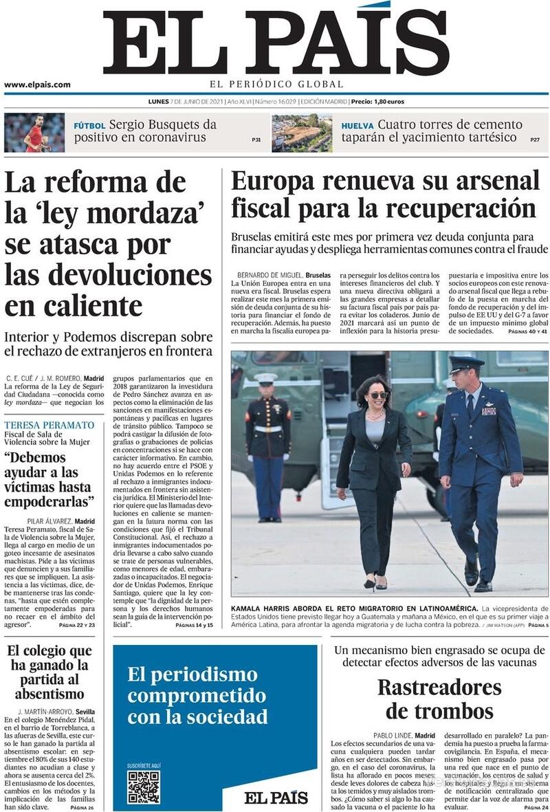 Portada El País 2021-06-08