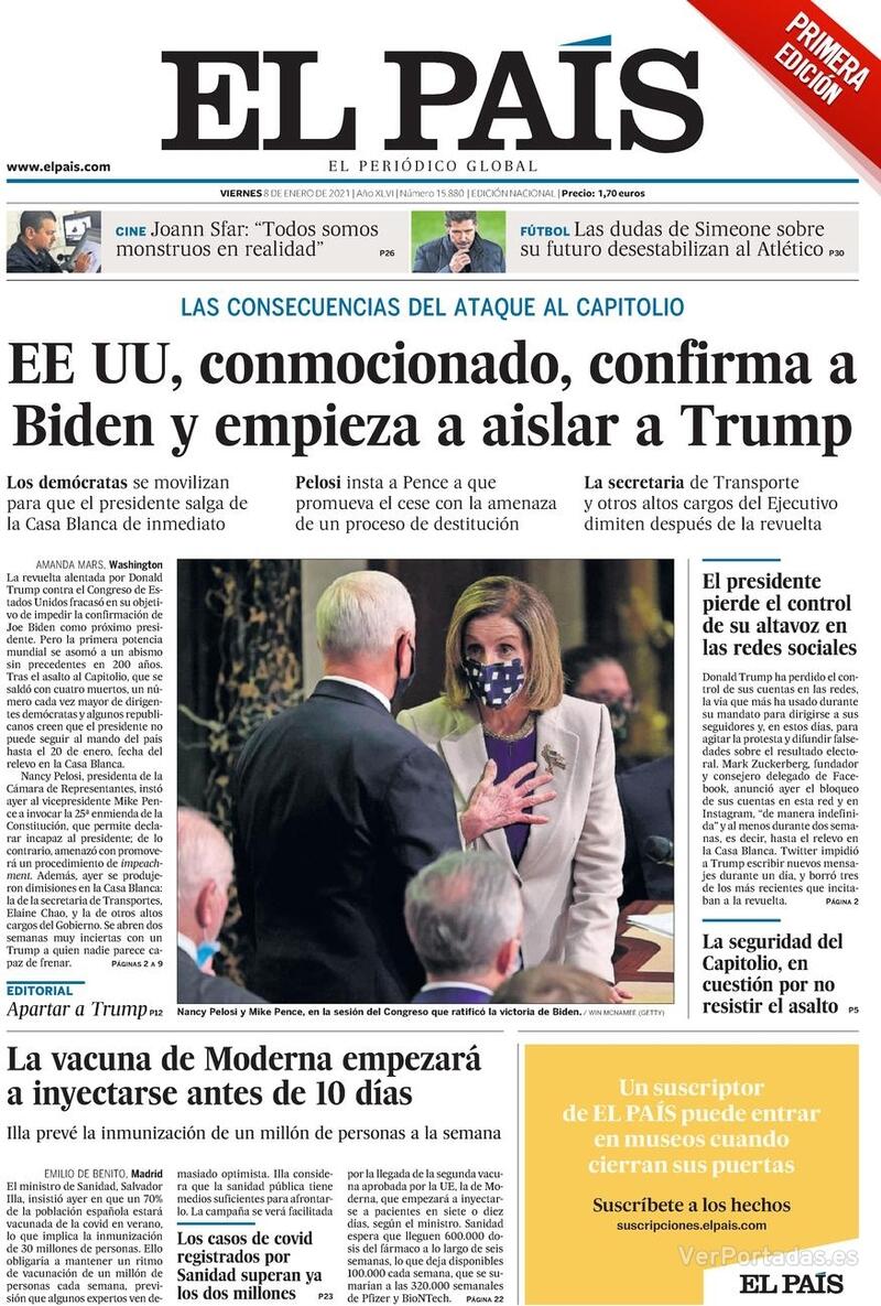 Portada El País 2021-01-09