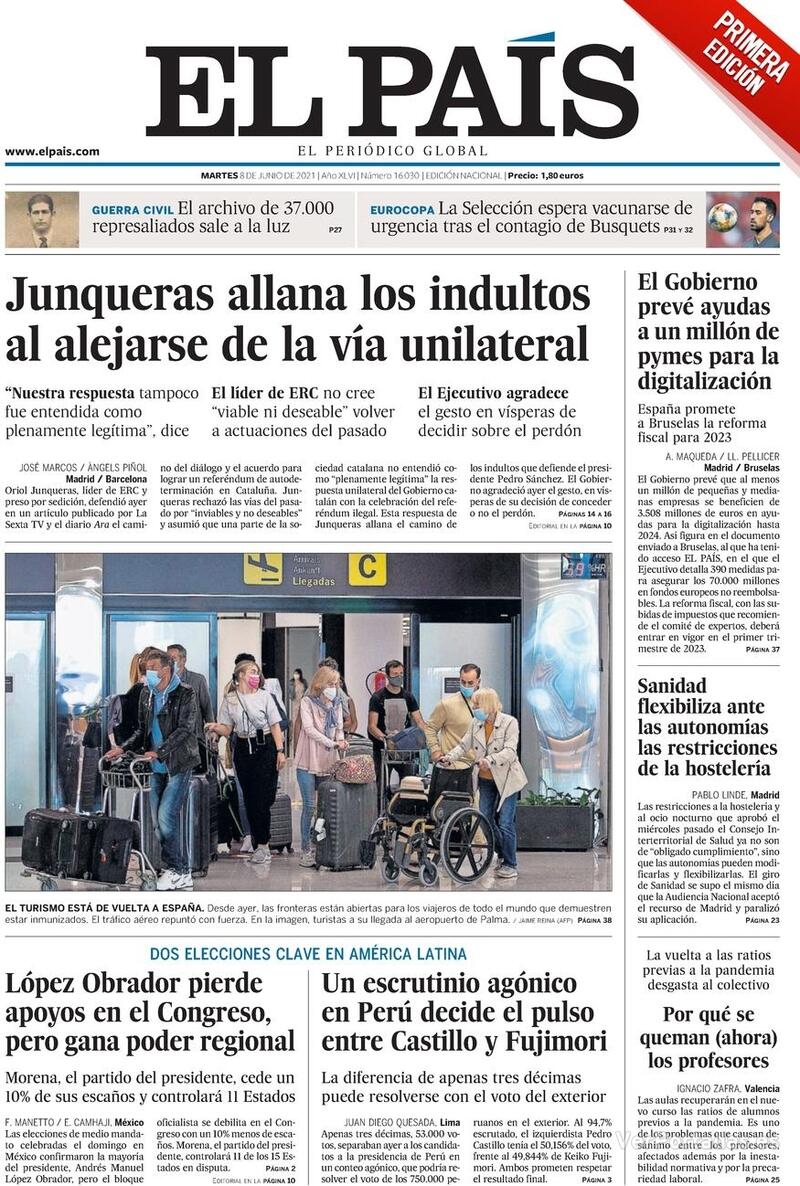 Portada El País 2021-06-09