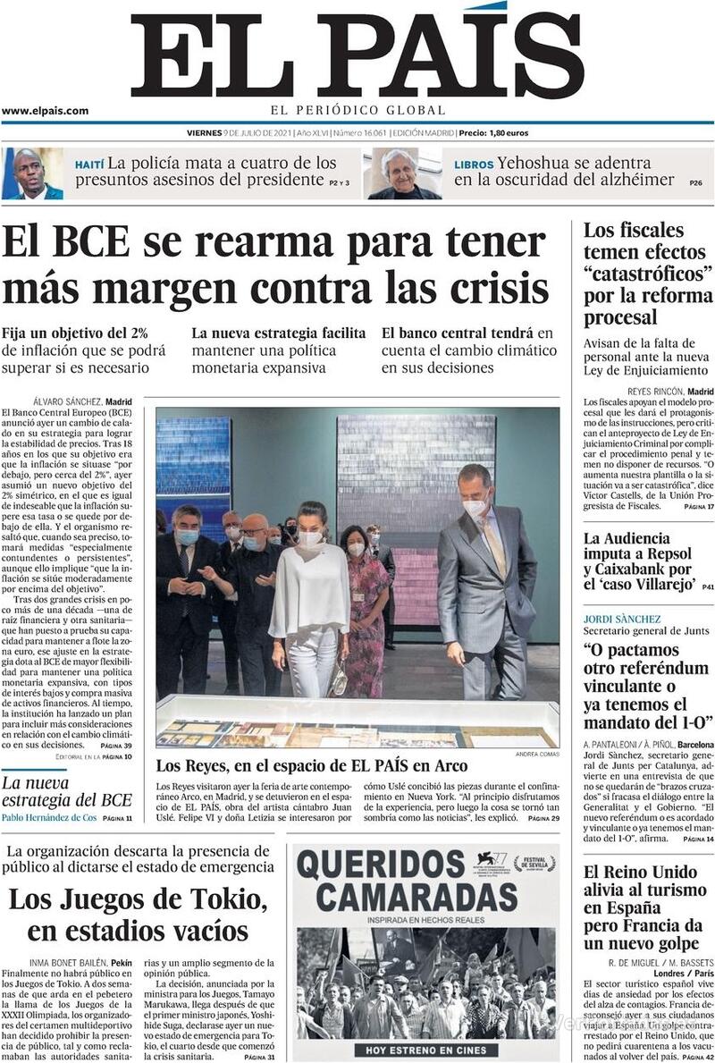 Portada El País 2021-07-10