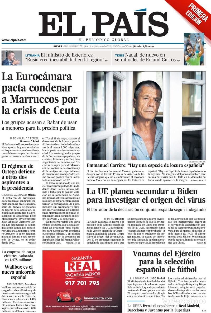 Portada El País 2021-06-11