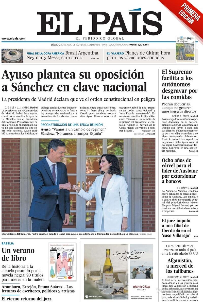 Portada El País 2021-07-11