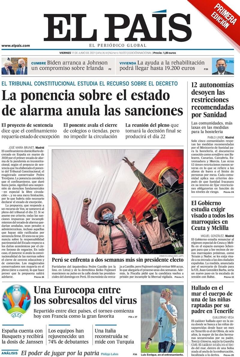 Portada El País 2021-06-12