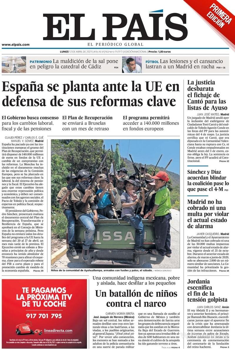 Portada El País 2021-04-13