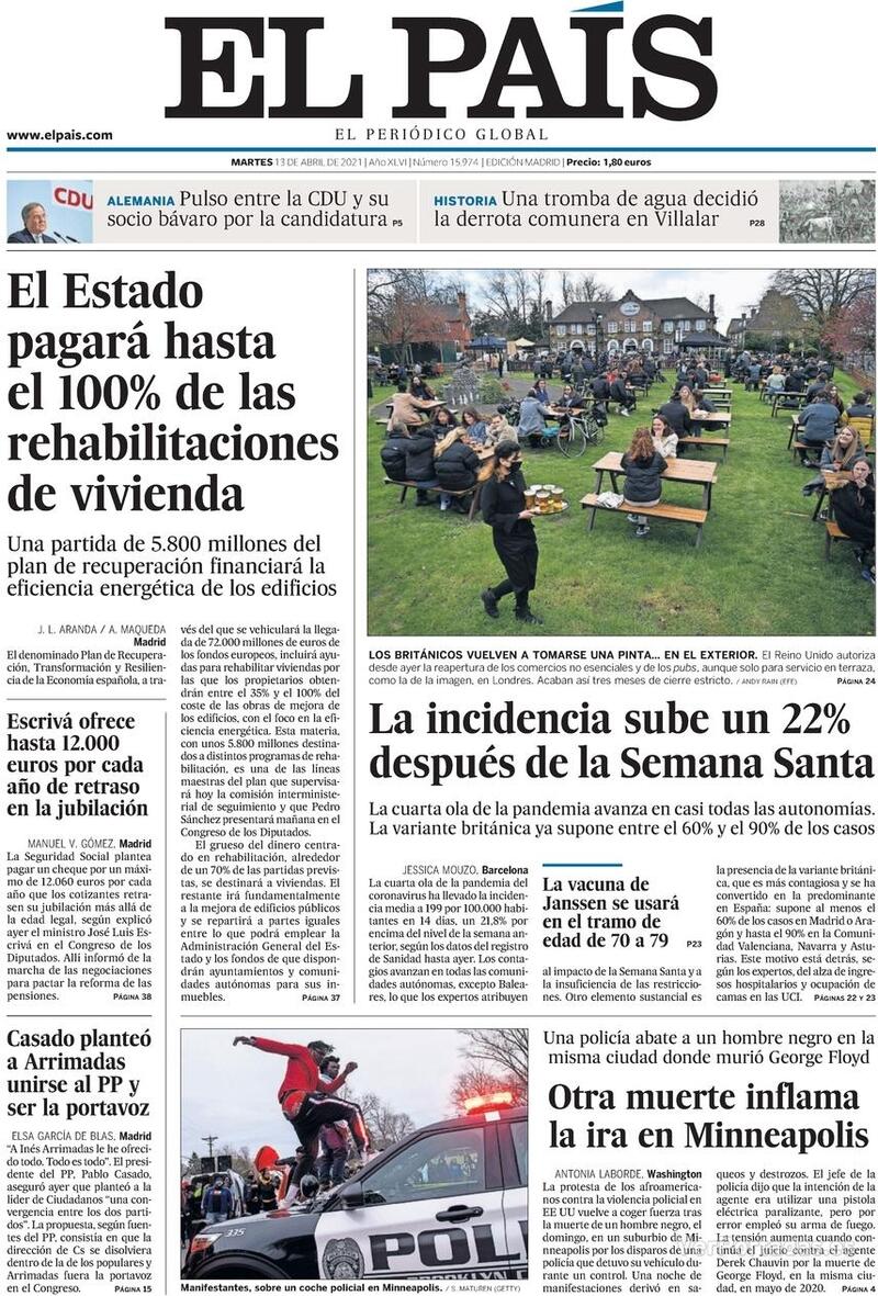 Portada El País 2021-04-14