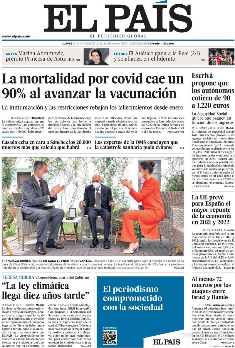 Portada El País 2021-05-14