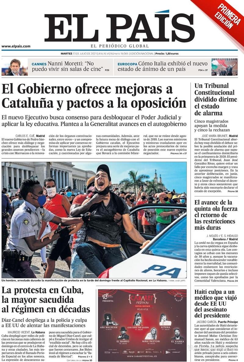 Portada El País 2021-07-14