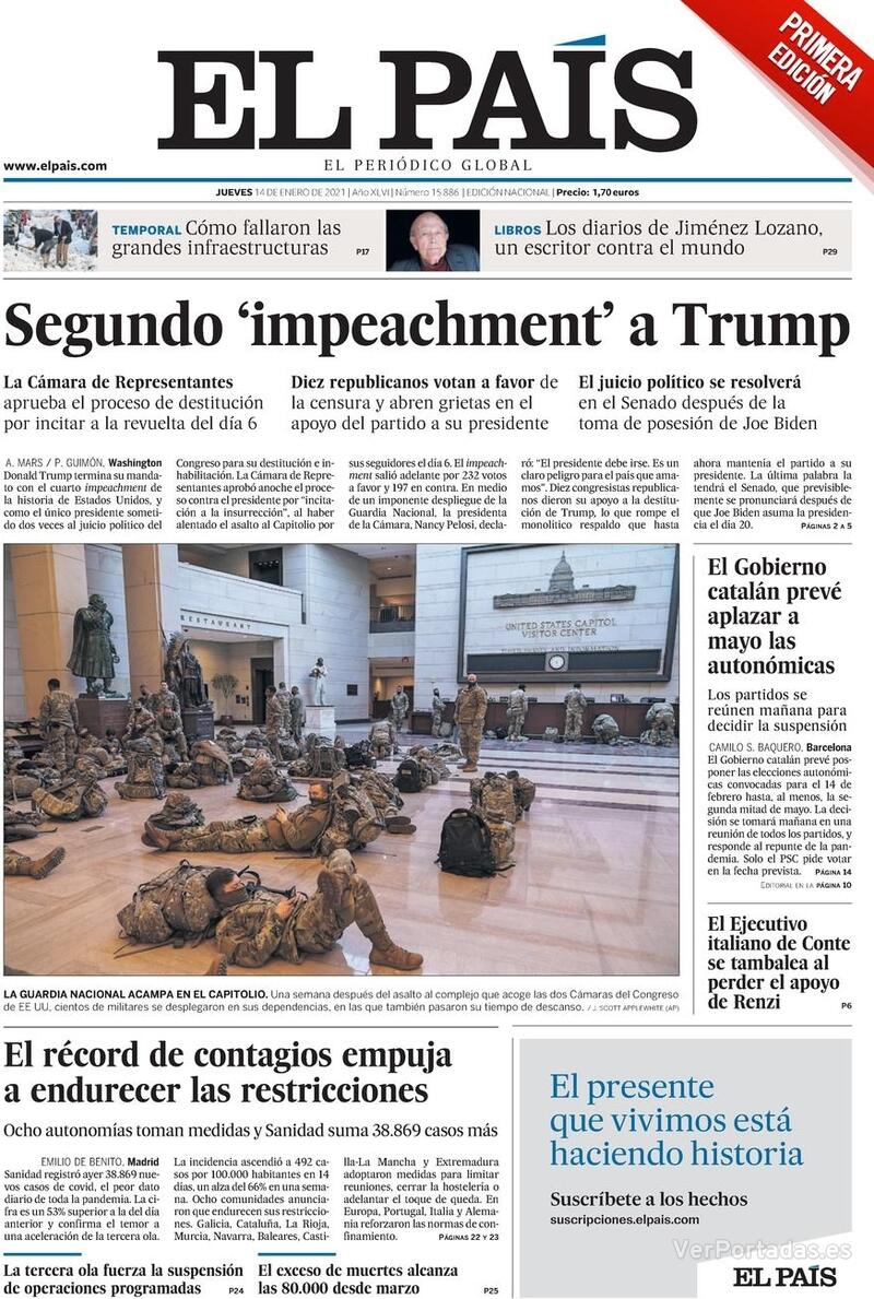 Portada El País 2021-01-15