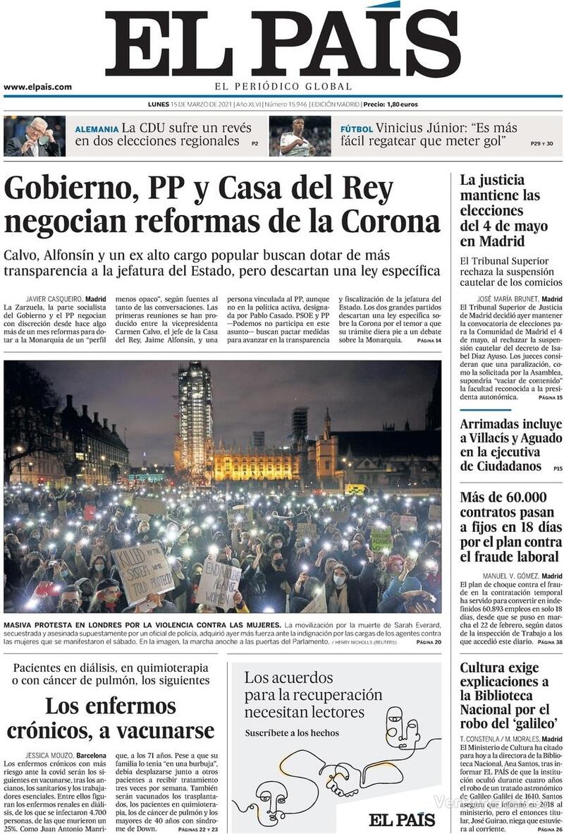 Portada El País 2021-03-16