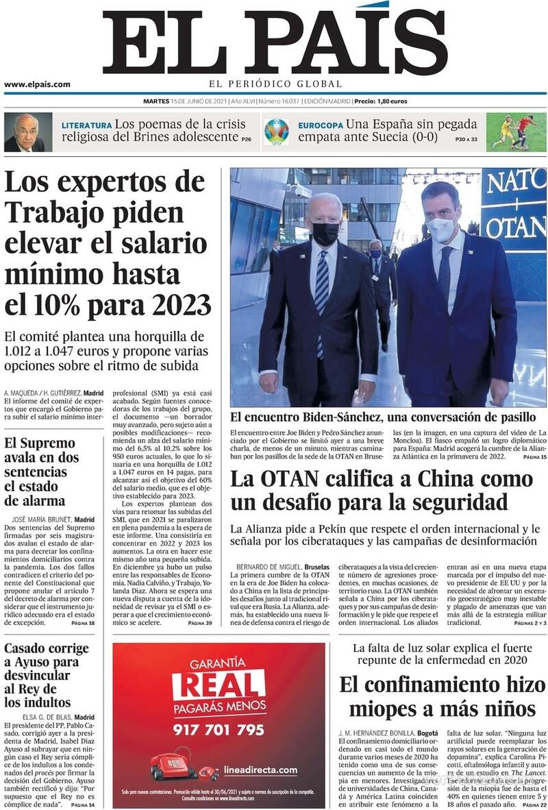 Portada El País 2021-06-16