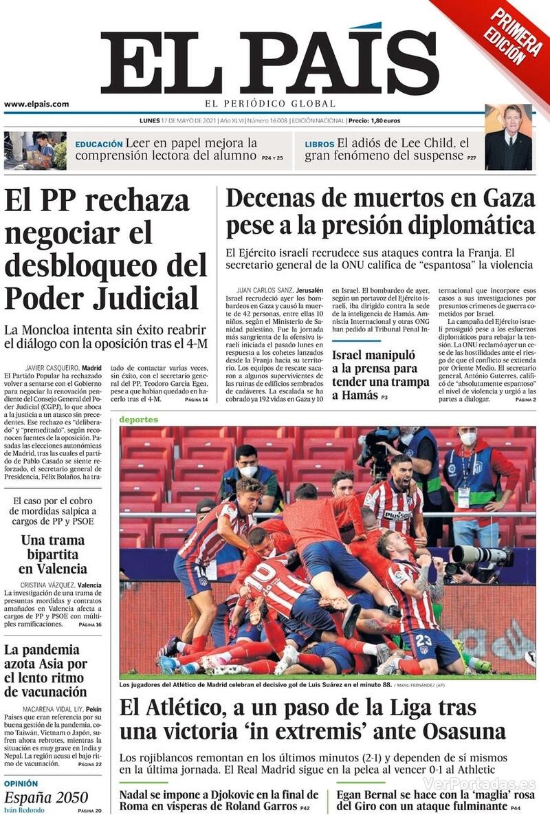 Portada El País 2021-05-18