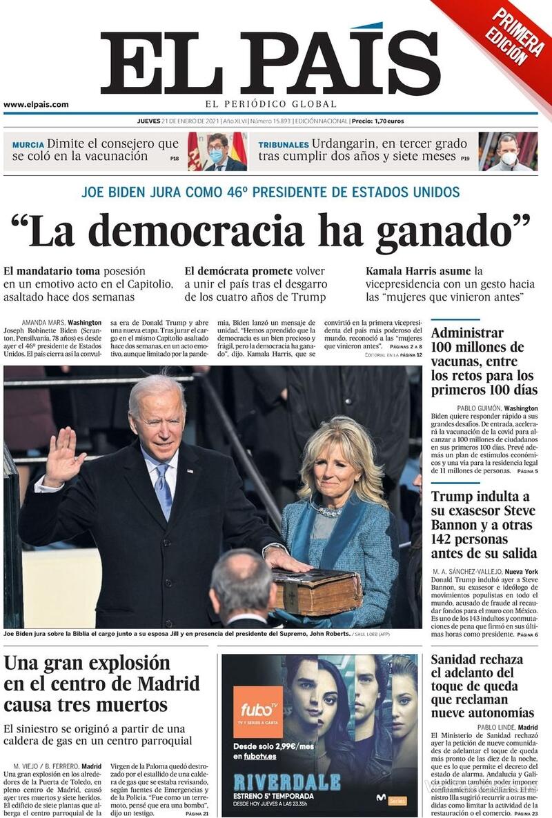 Portada El País 2021-01-22