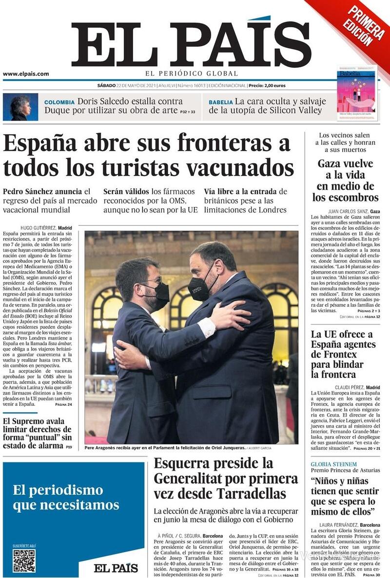 Portada El País 2021-05-23