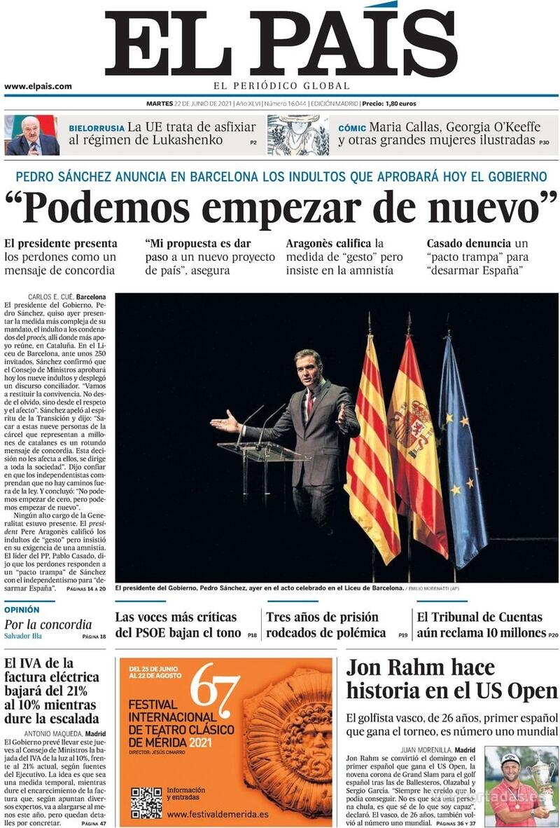 Portada El País 2021-06-23