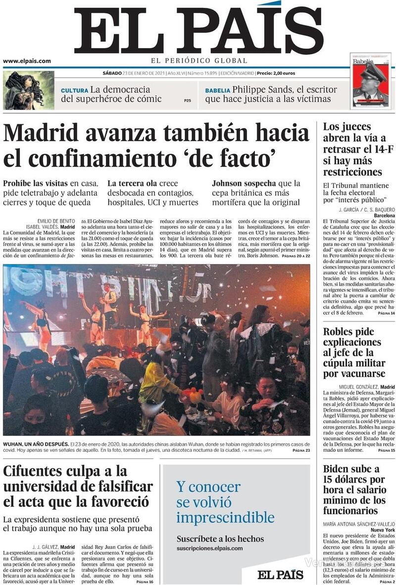 Portada El País 2021-01-24