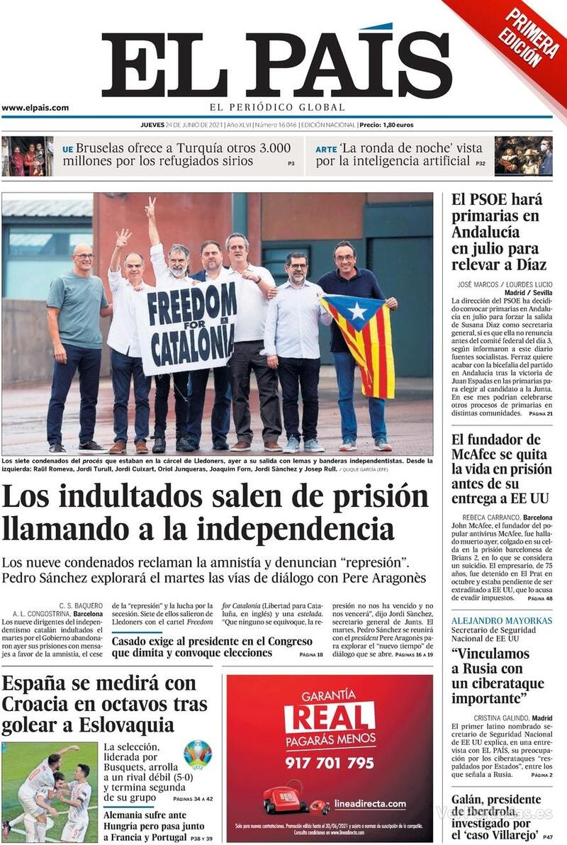 Portada El País 2021-06-25