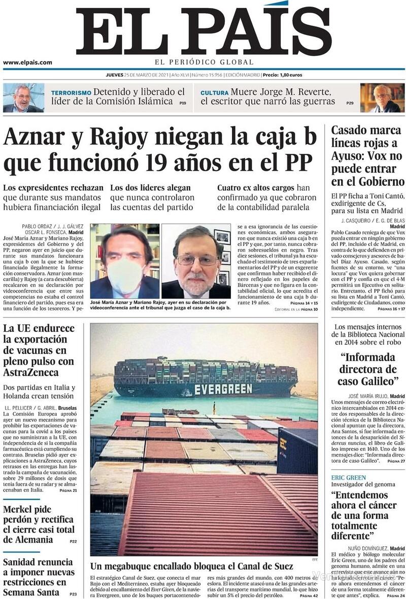 Portada El País 2021-03-26