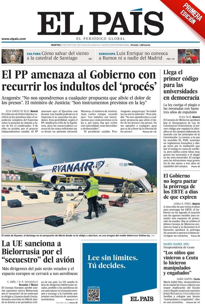Portada El País 2021-05-26