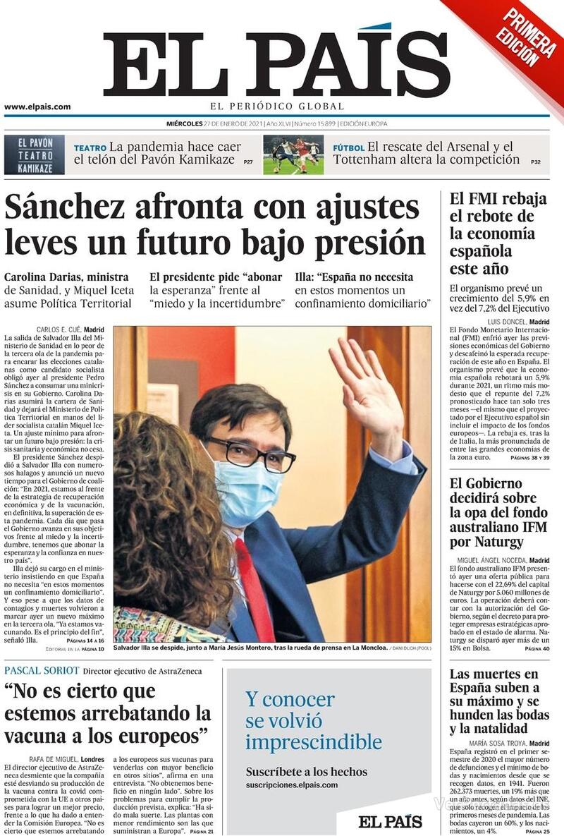 Portada El País 2021-01-28