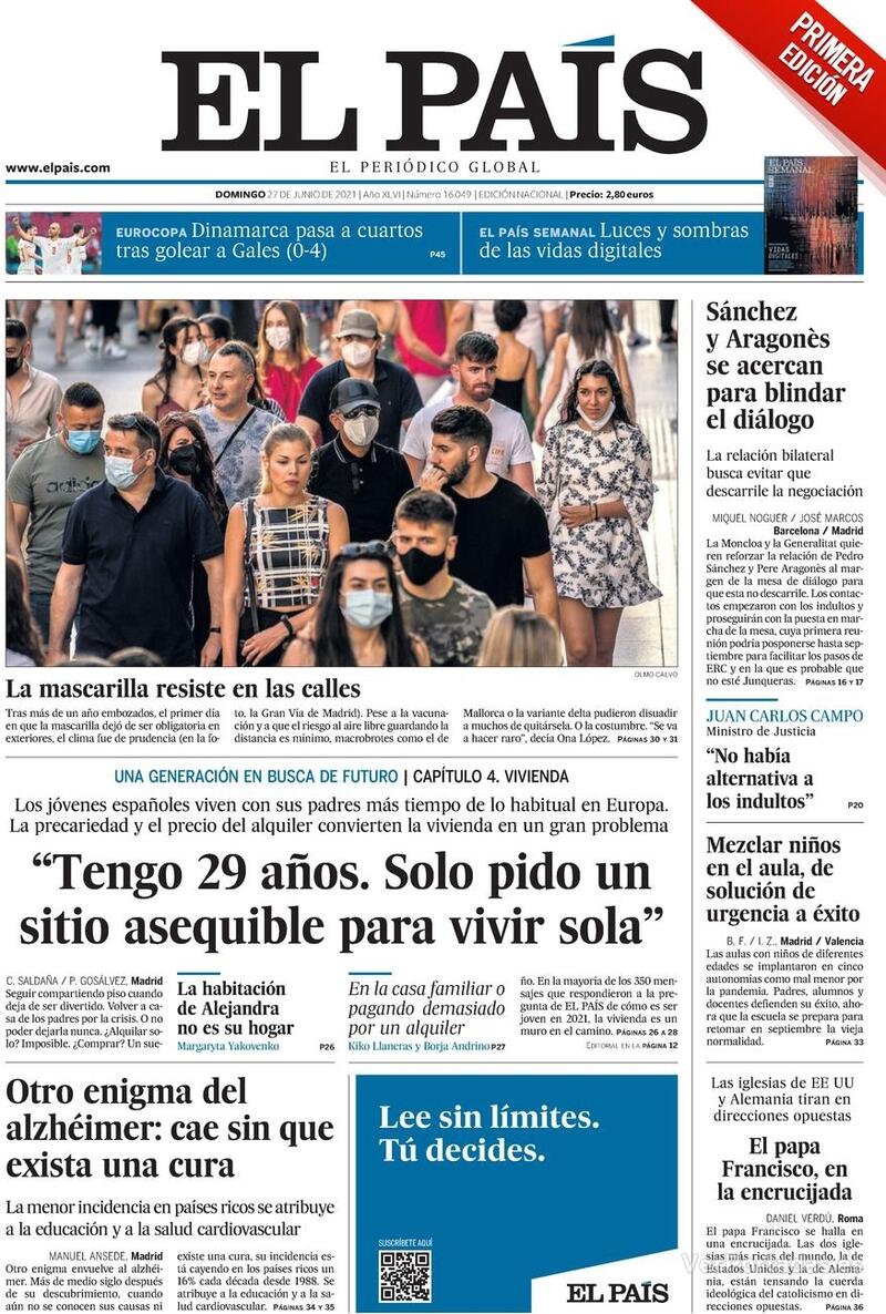 Portada El País 2021-06-28