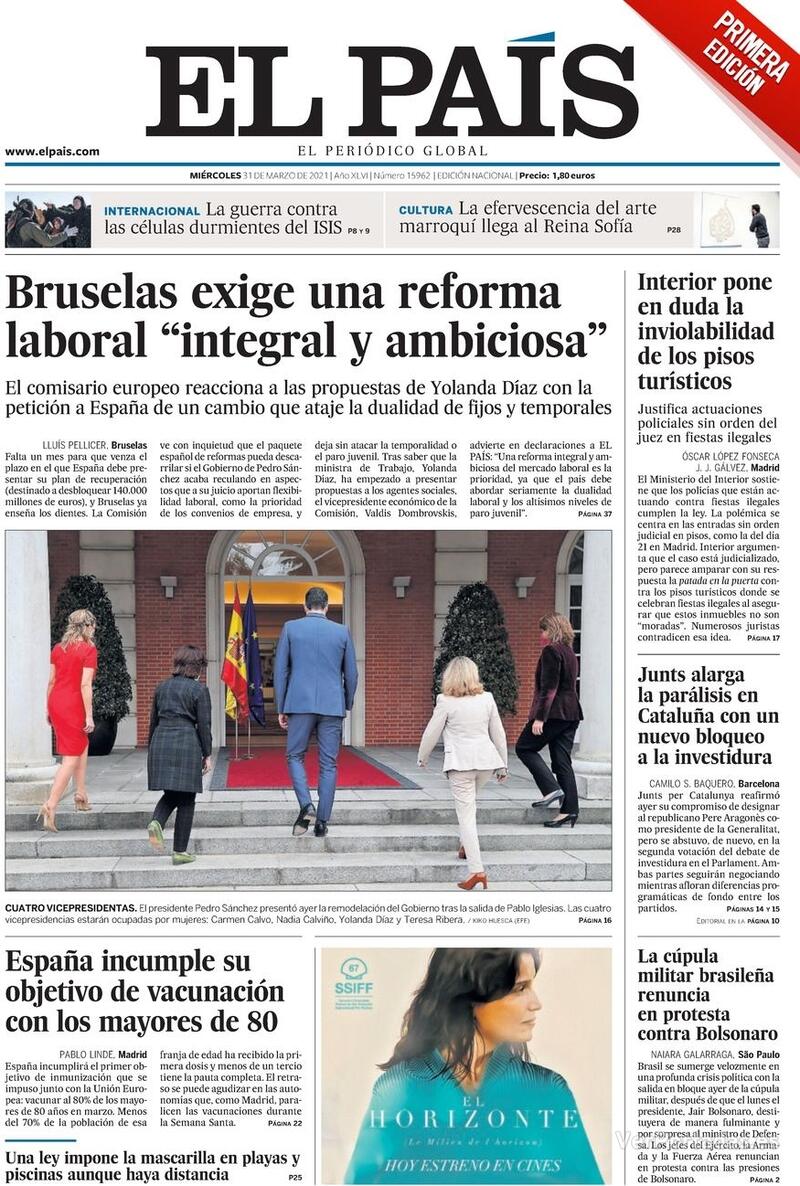 Portada El País 2021-04-01