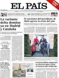 Portada El País 2021-07-08