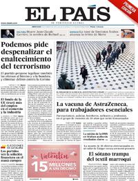 Portada El País 2021-02-10