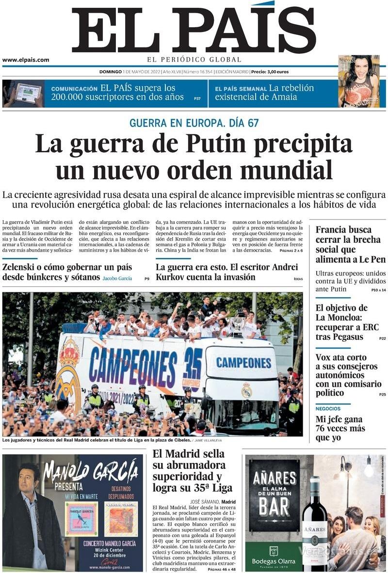 Portada El País 2022-05-02