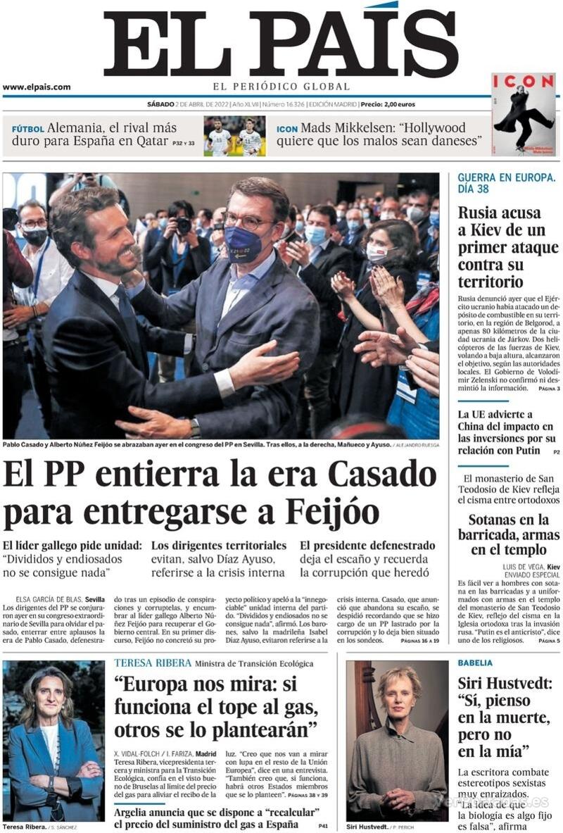 Portada El País 2022-04-03