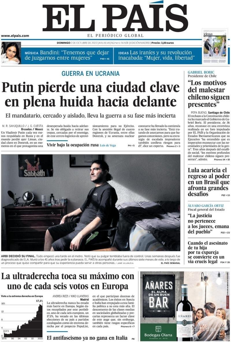 Portada El País 2022-10-03
