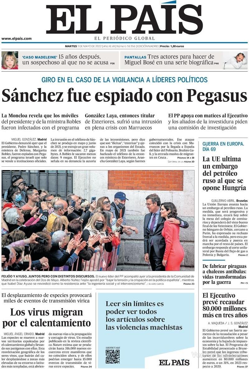 Portada El País 2022-05-04