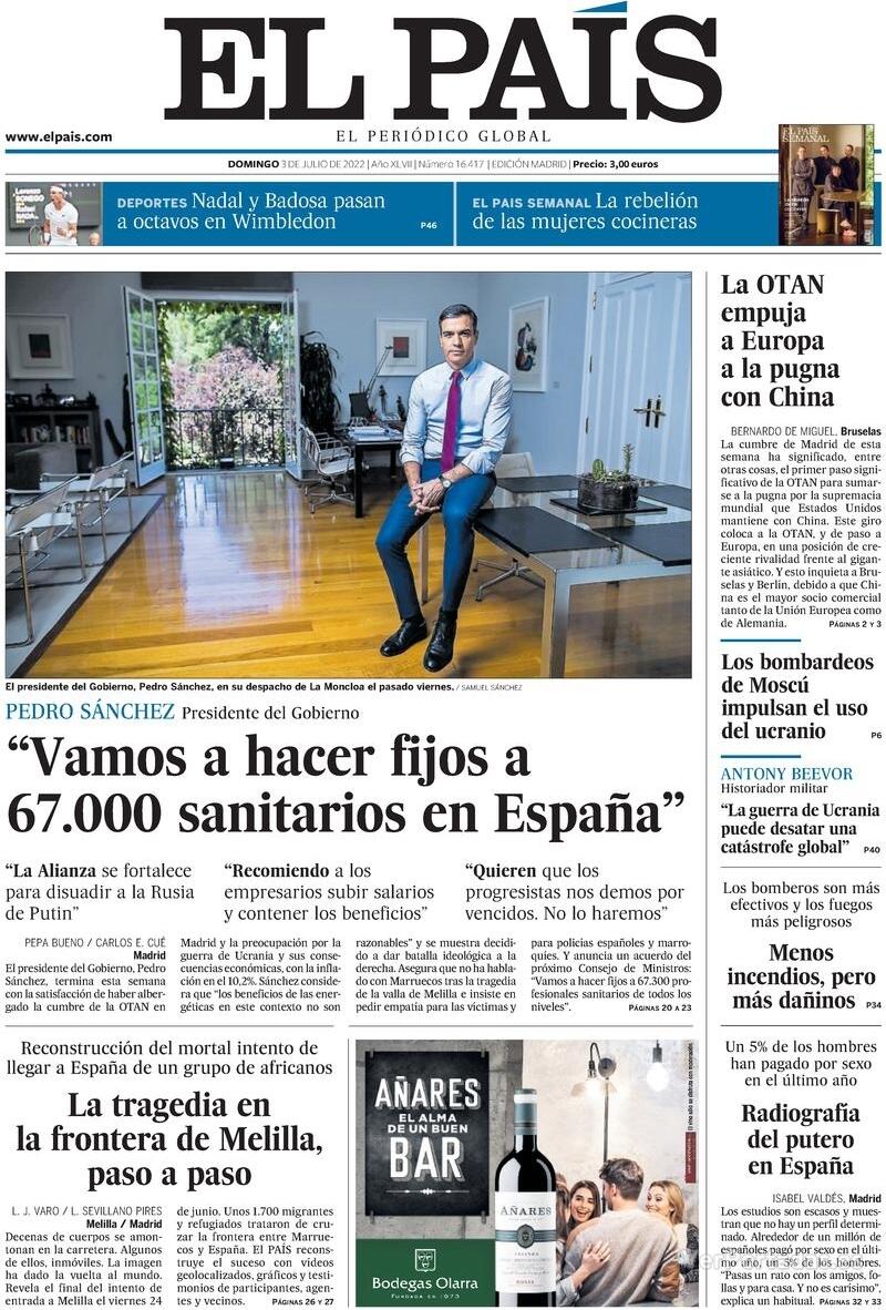 Portada El País 2022-07-04
