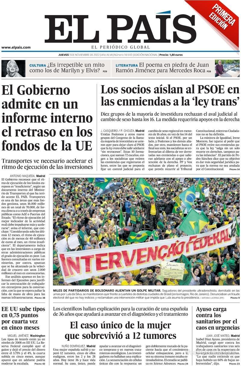 Portada El País 2022-11-04