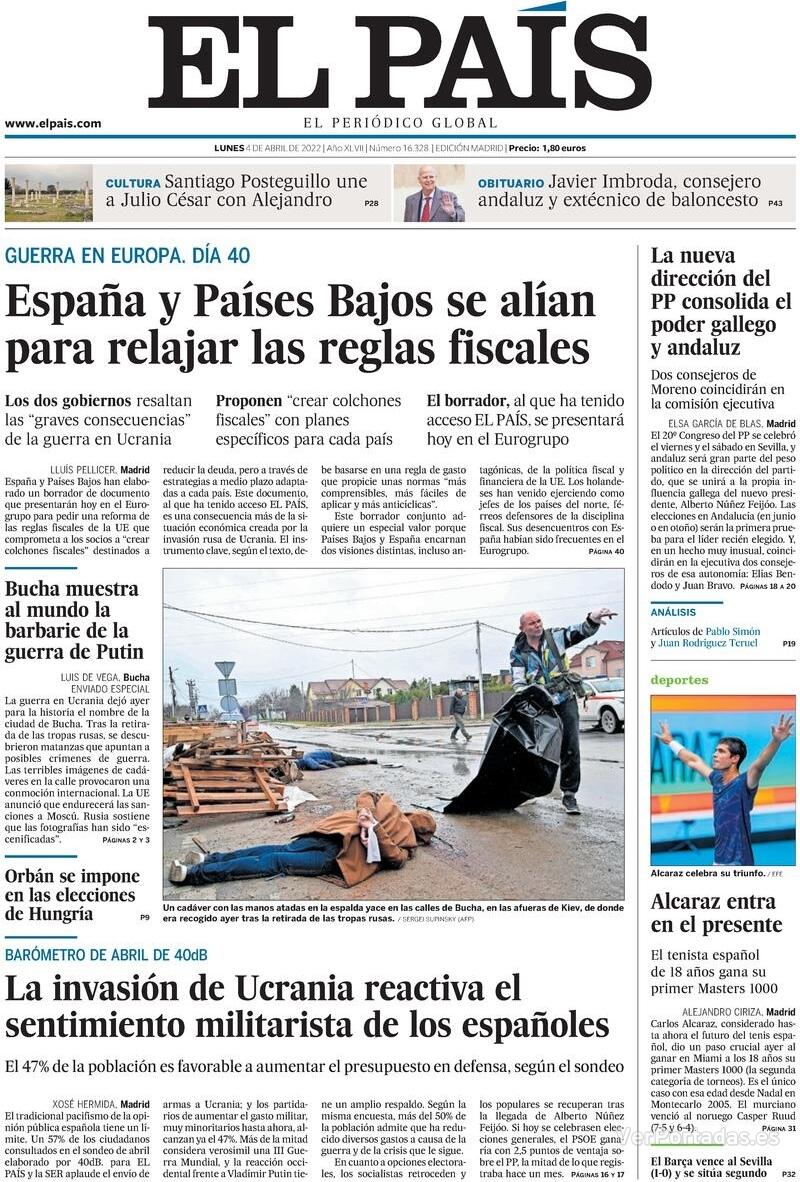 Portada El País 2022-04-05