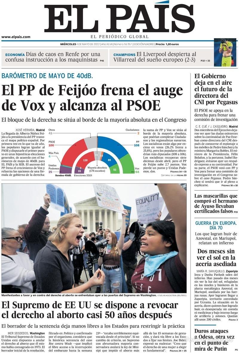 Portada El País 2022-05-05