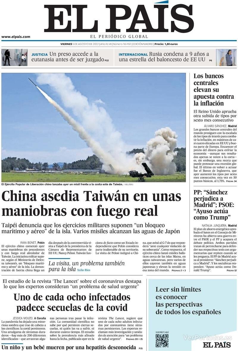 Portada El País 2022-08-06