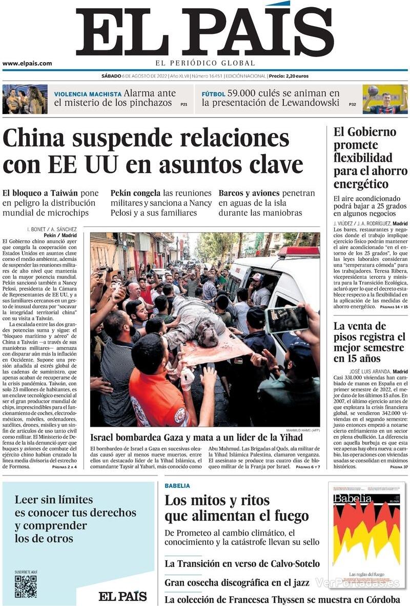 Portada El País 2022-08-07