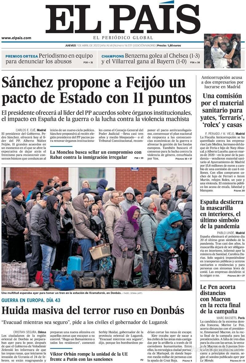 Portada El País 2022-04-08