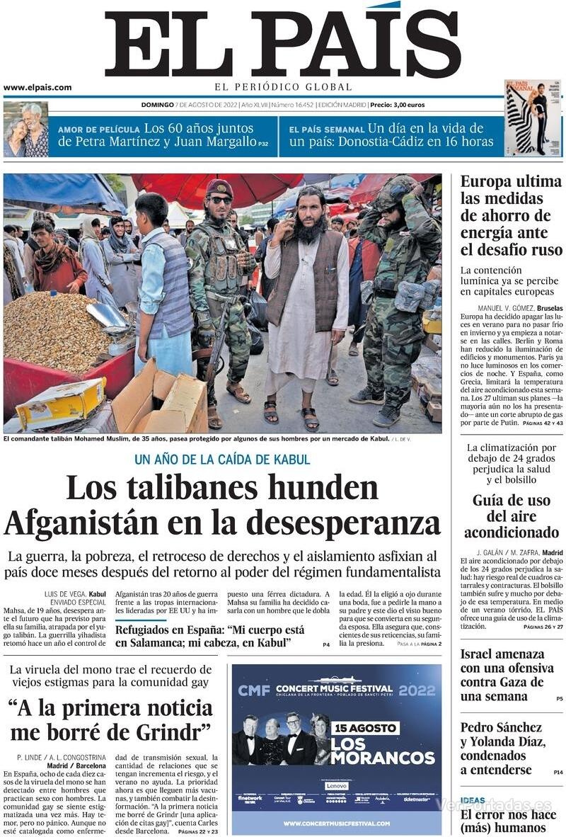 Portada El País 2022-08-08